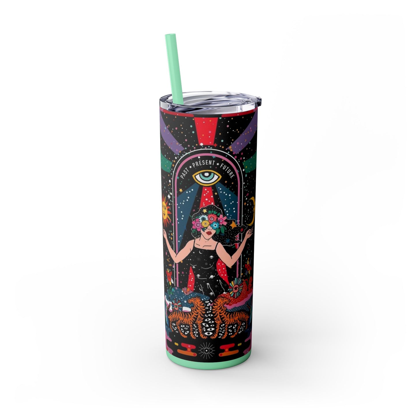 Vibrant Cosmic Skinny Tumbler with Straw, 20oz - Perfect for Astrology Lovers, Celestial Gifts, Travel Mugs, Drinkware, Sunshine and [...]