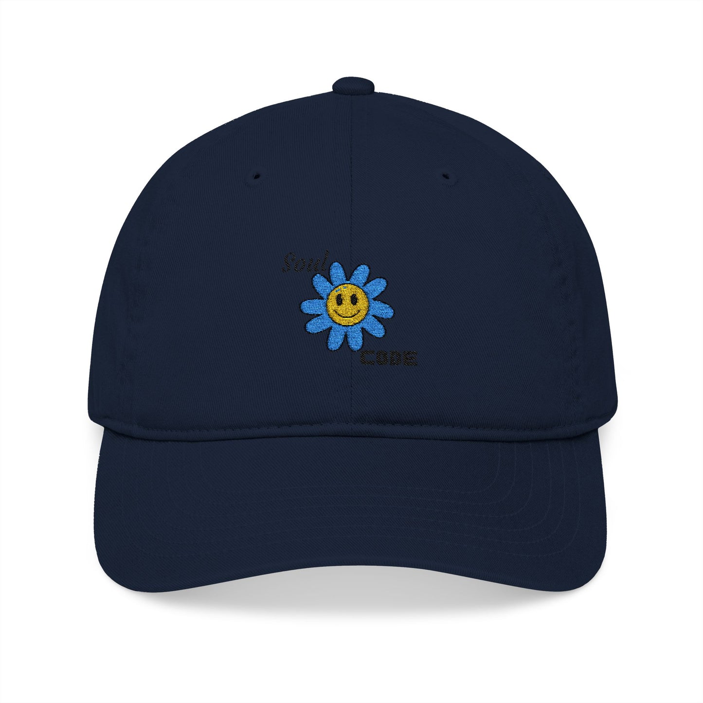 Embroidered Organic Baseball Cap - Soul Code Flower Design