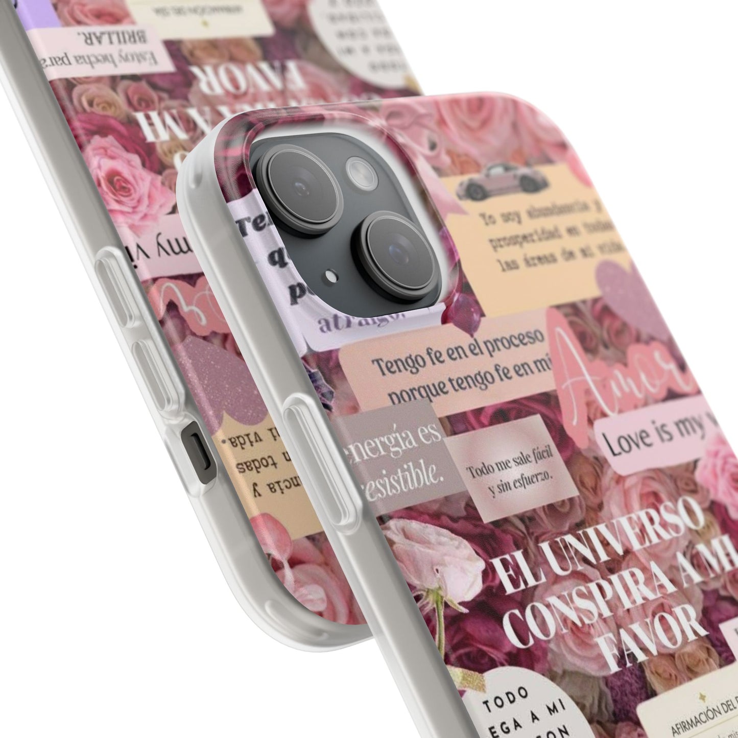Floral Flexi Phone Case, Romantic Phone Cover, Cute Gift for Her, Inspirational Quote Case, Valentine's Day Accessory