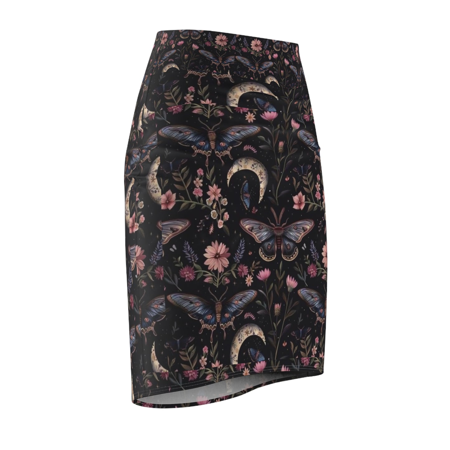 Dark Floral Butterfly Pencil Skirt - Boho Chic Women’s Fashion, Ideal for Parties, Casual Wear, and Outdoor Events