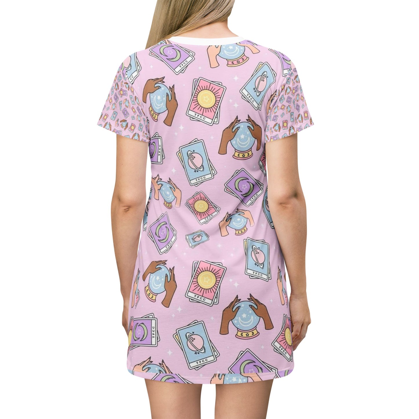 Cute AOP T-Shirt Dress with Fun Pattern, Playful Fashion, Ideal for Casual Outings, Summer Vibes, Perfect Gift for Friends