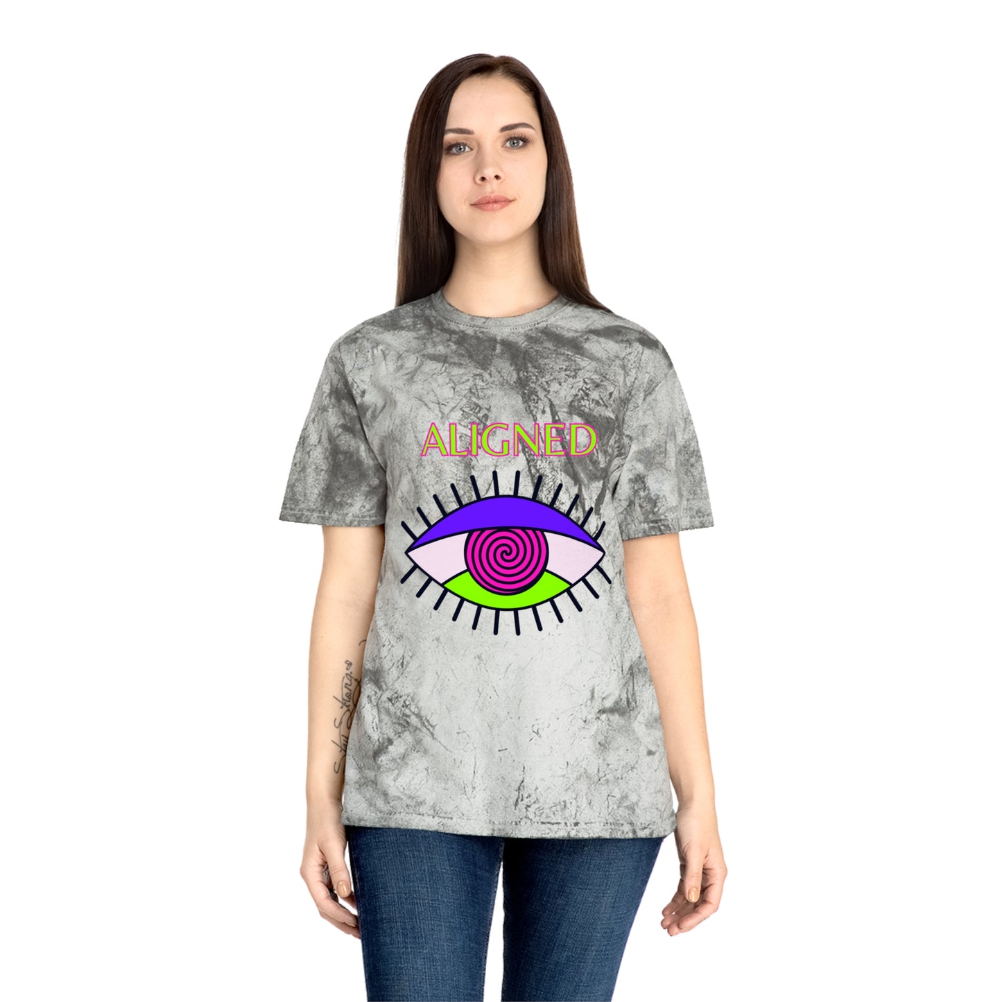 Aligned Unisex Color Blast T-Shirt - Vibrant Eye Design for Positive Energy