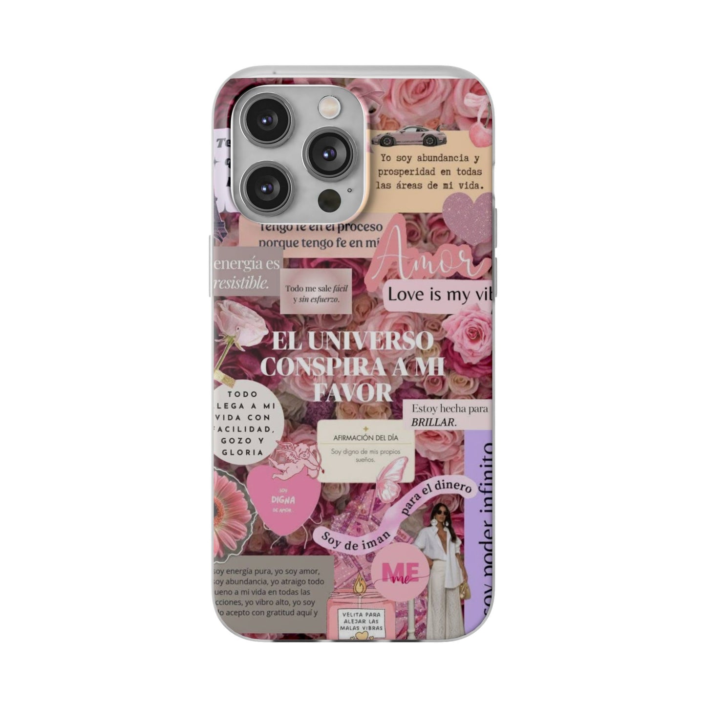 Floral Flexi Phone Case, Romantic Phone Cover, Cute Gift for Her, Inspirational Quote Case, Valentine's Day Accessory