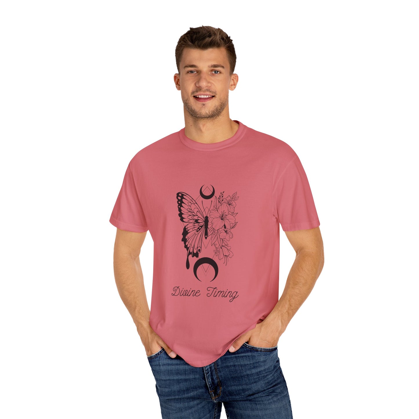 Divine Timing Butterfly T-Shirt - Unisex Garment-Dyed Tee for Nature Lovers