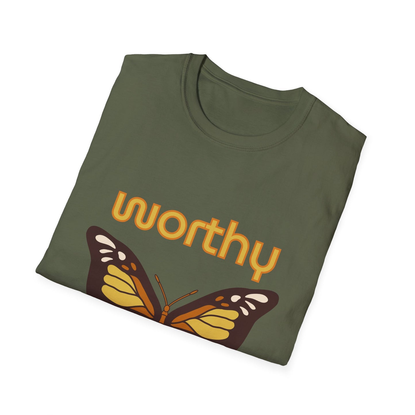 Worthy Butterfly Unisex Softstyle T-Shirt - Positive Vibes Apparel
