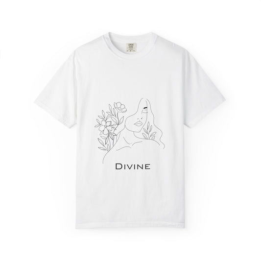 Divine Unisex Garment-Dyed T-Shirt - Floral Graphic Tee