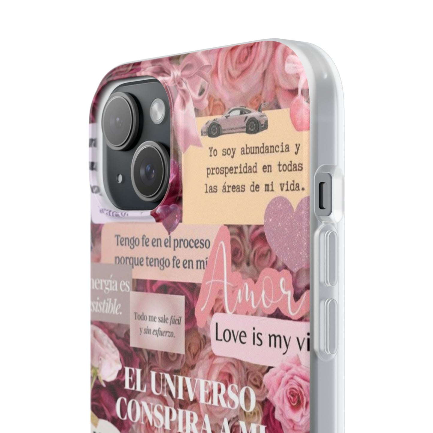 Floral Flexi Phone Case, Romantic Phone Cover, Cute Gift for Her, Inspirational Quote Case, Valentine's Day Accessory