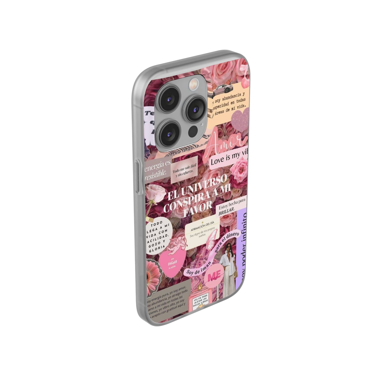 Floral Flexi Phone Case, Romantic Phone Cover, Cute Gift for Her, Inspirational Quote Case, Valentine's Day Accessory