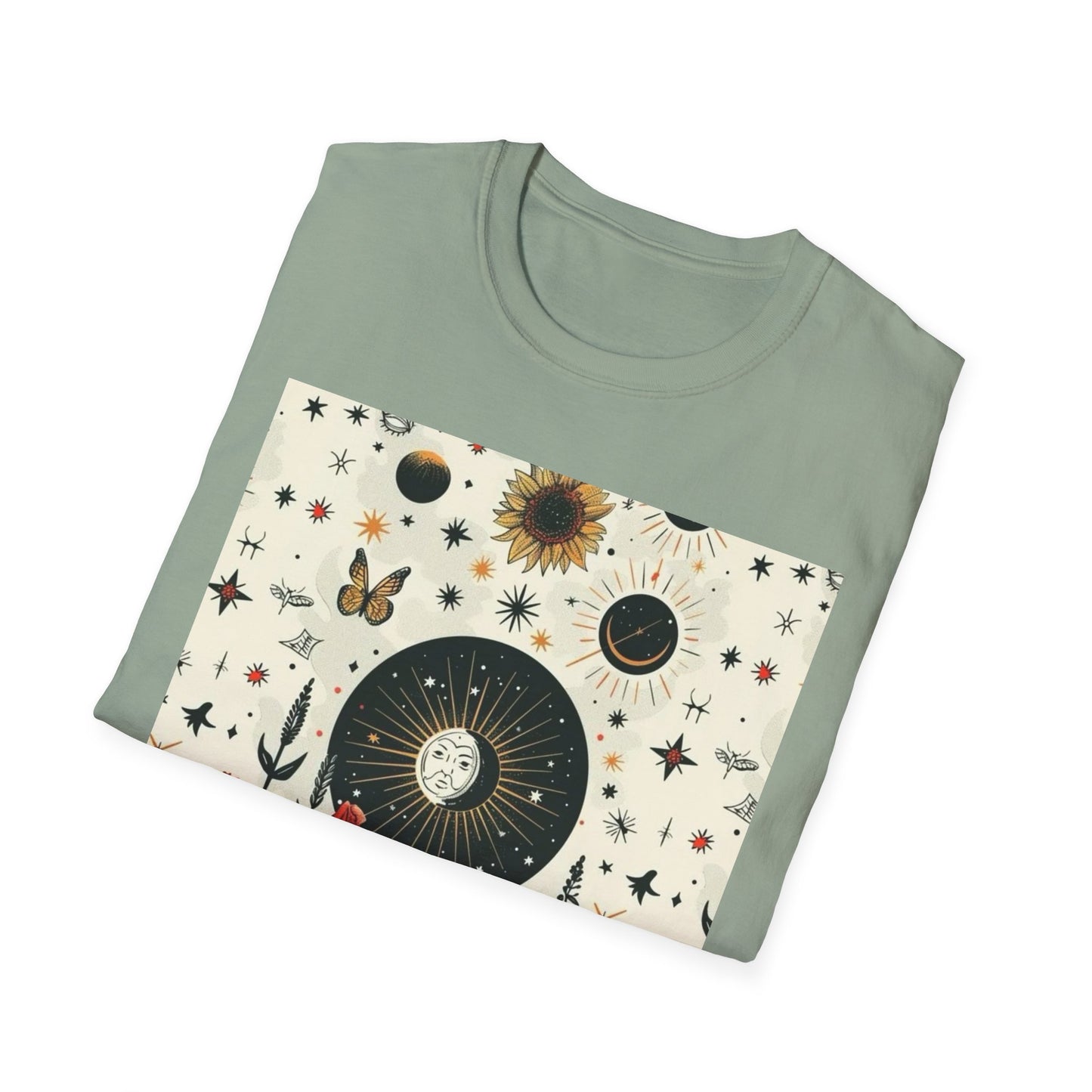 Boho Floral Graphic Tee, Unisex Softstyle T-Shirt, Casual Summer Wear, Perfect Gift, Astrology Lovers Shirt