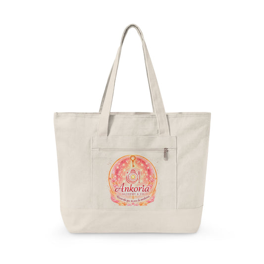 Ankoria Watercolor Lotus Canvas Tote