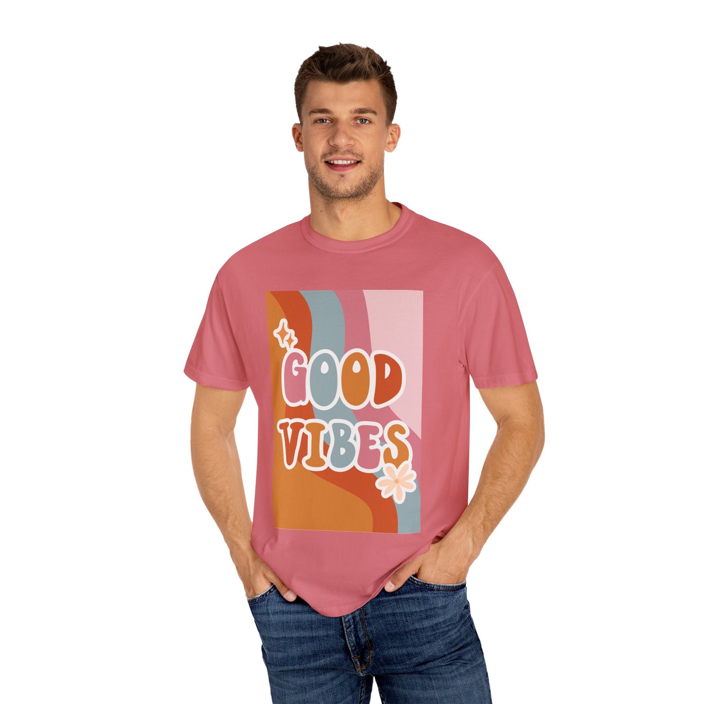 Good Vibes Unisex Garment-Dyed T-Shirt – Relaxed Fit Summer Tee