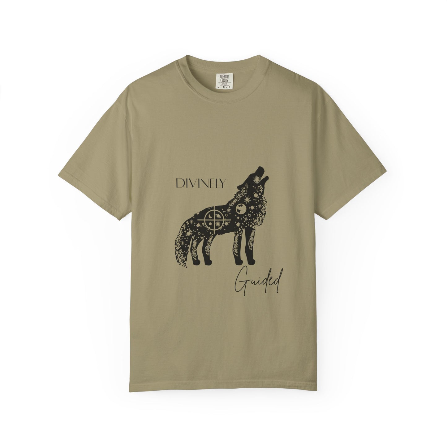 Divinely Guided Wolf T-Shirt - Unisex Garment-Dyed Tee for Spiritual Seekers