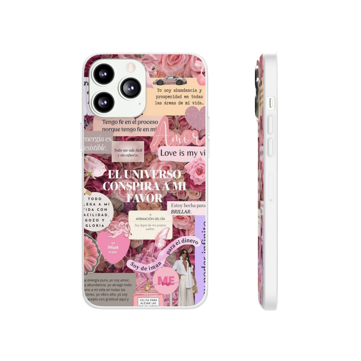 Floral Flexi Phone Case, Romantic Phone Cover, Cute Gift for Her, Inspirational Quote Case, Valentine's Day Accessory