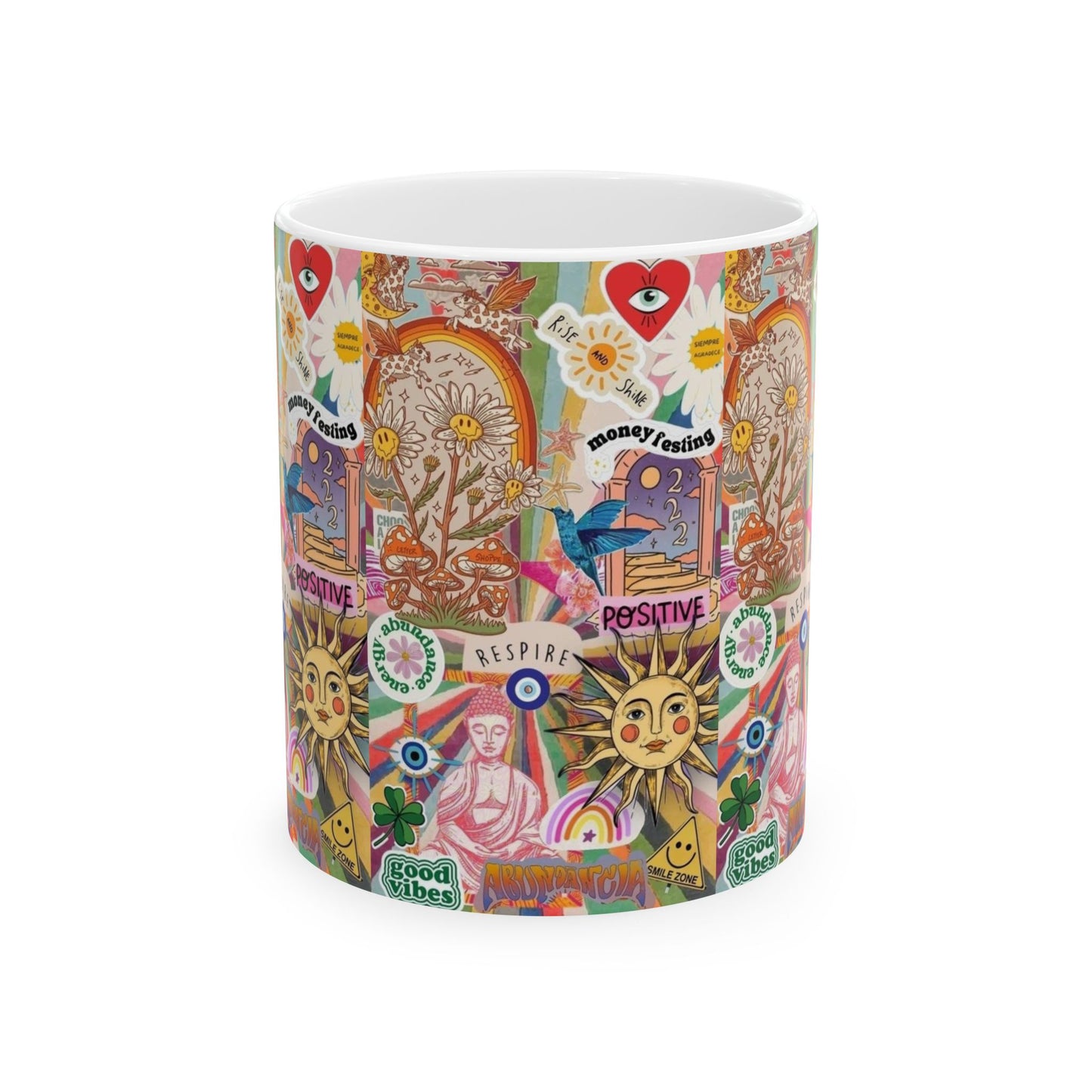 Positive Vibes Ceramic Mug - Inspirational Coffee Cup for Happy Moments, Gift for Friends, Self-Care, Home Decor