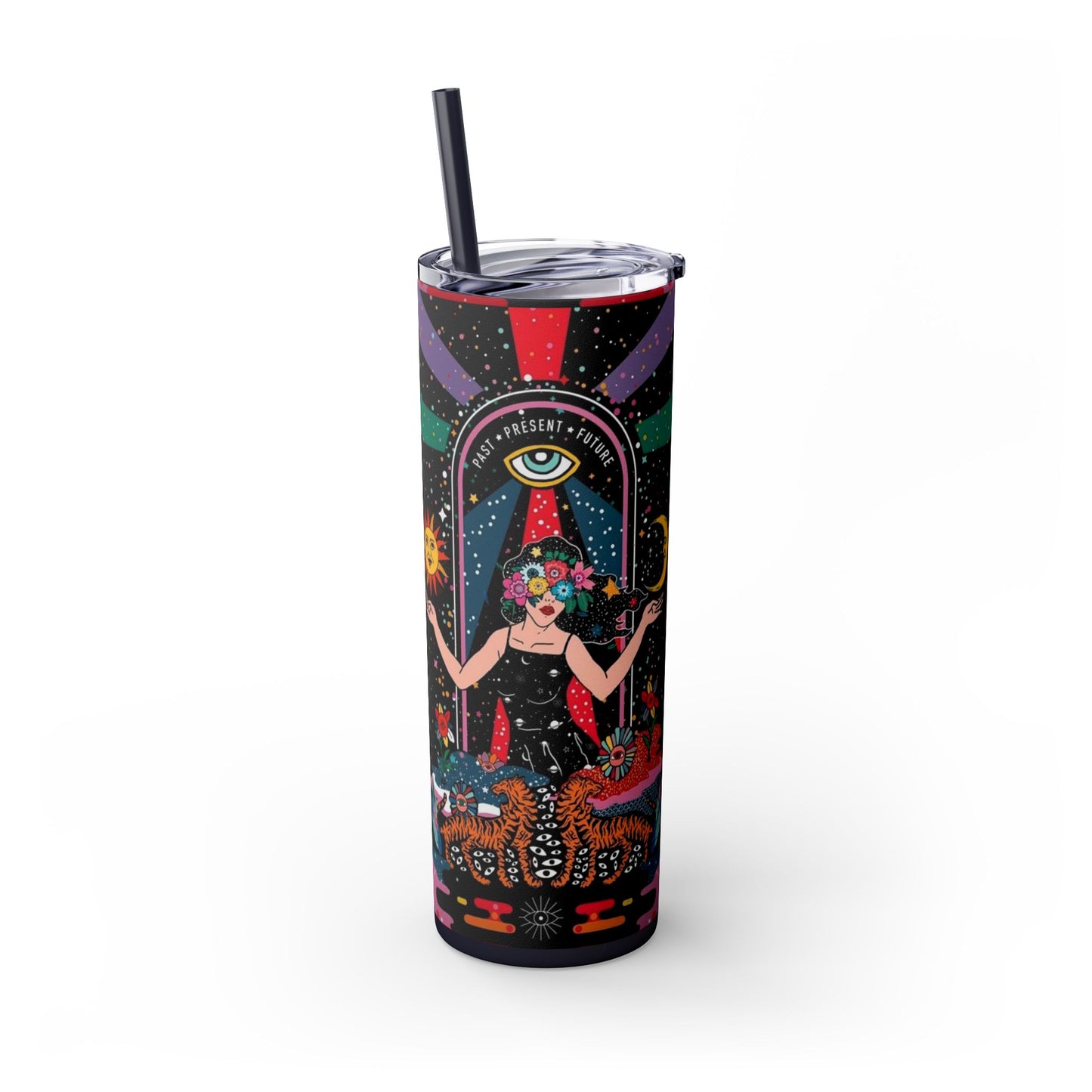 Vibrant Cosmic Skinny Tumbler with Straw, 20oz - Perfect for Astrology Lovers, Celestial Gifts, Travel Mugs, Drinkware, Sunshine and [...]