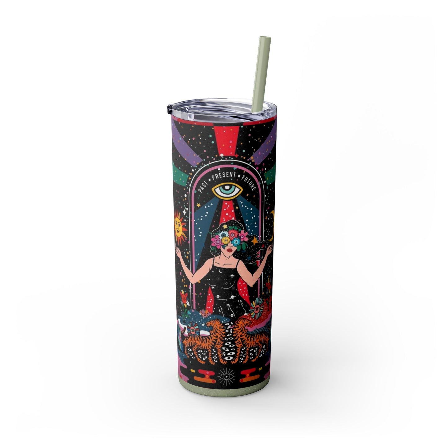 Vibrant Cosmic Skinny Tumbler with Straw, 20oz - Perfect for Astrology Lovers, Celestial Gifts, Travel Mugs, Drinkware, Sunshine and [...]