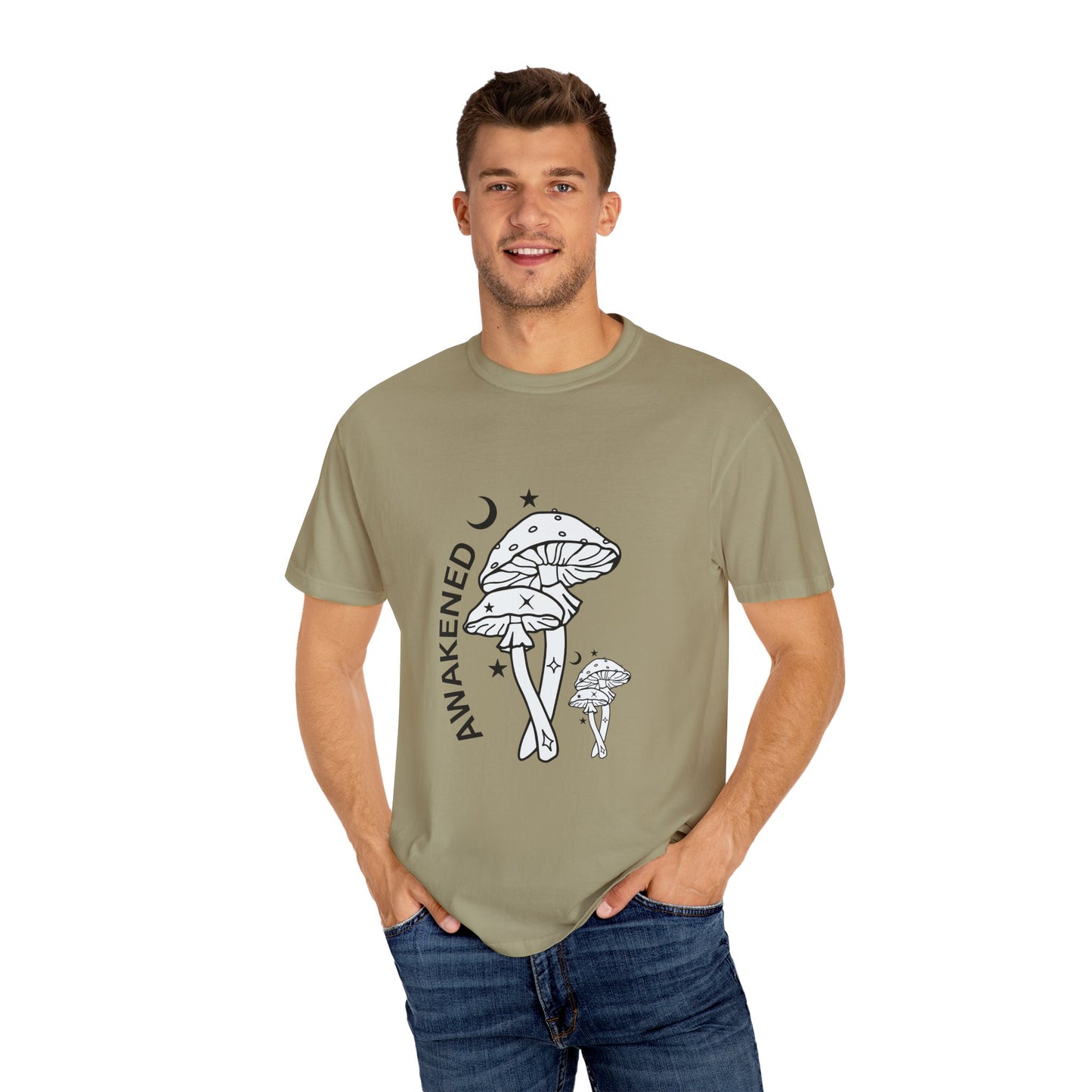 Unisex Garment-Dyed T-Shirt - "Awakened" Mushroom Design for Nature Lovers