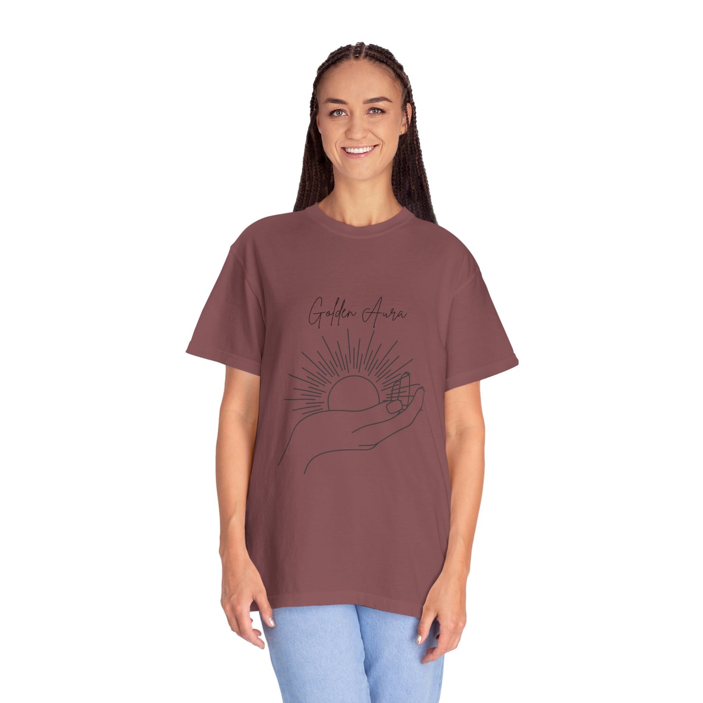Golden Aura Unisex Garment-Dyed T-Shirt | Spiritual & Inspirational Tee | Perfect for Meditation & Mindfulness Gifts