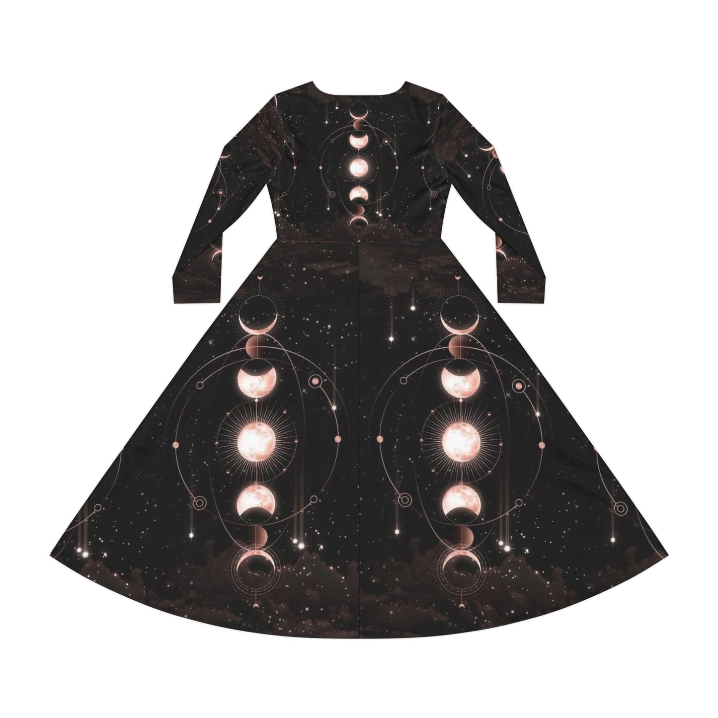 Lunar Moon Phases Dance Dress, Celestial Fashion, Bohemian Dress, Party Outfit, Astronomy Gift, Evening Wear
