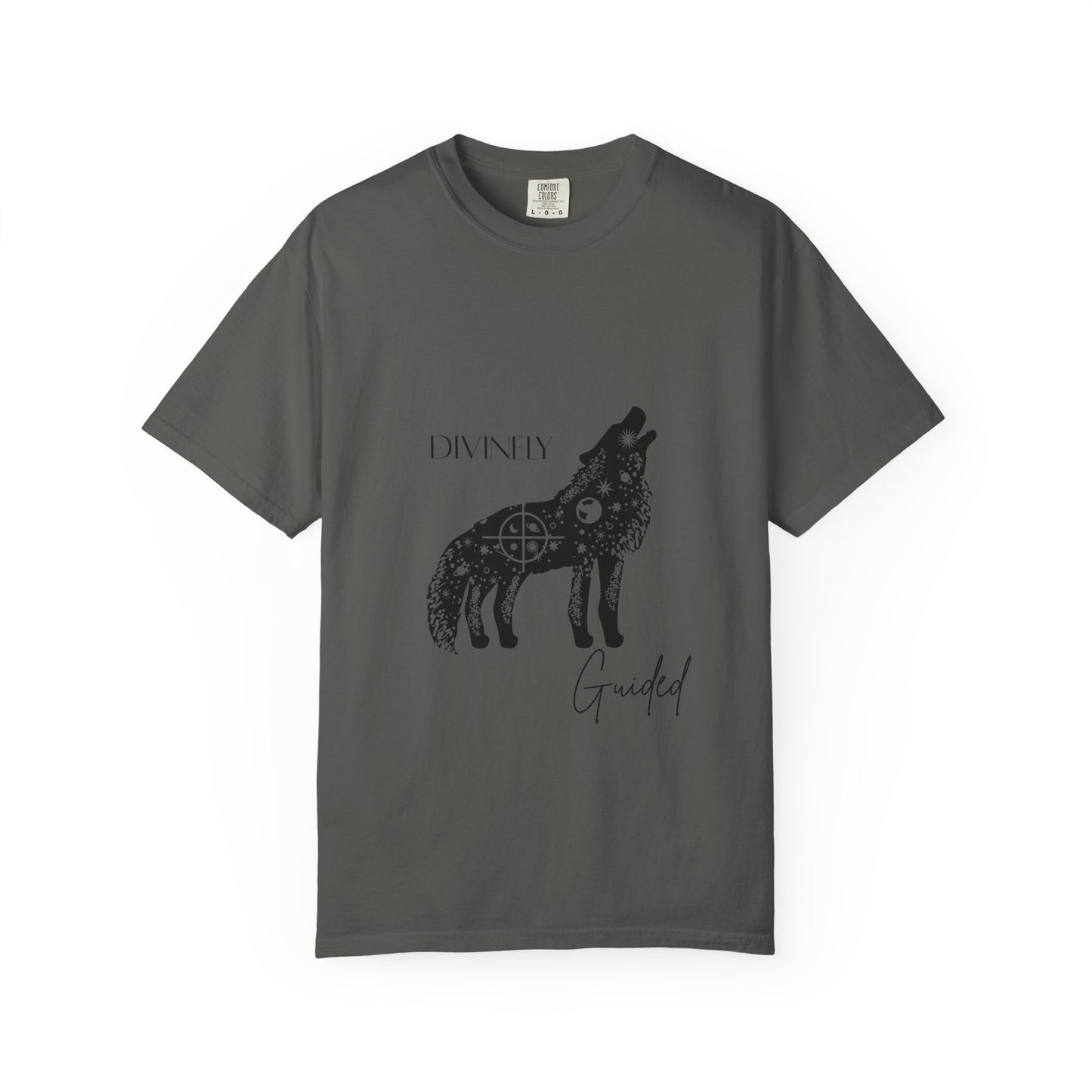 Divinely Guided Wolf T-Shirt - Unisex Garment-Dyed Tee for Spiritual Seekers