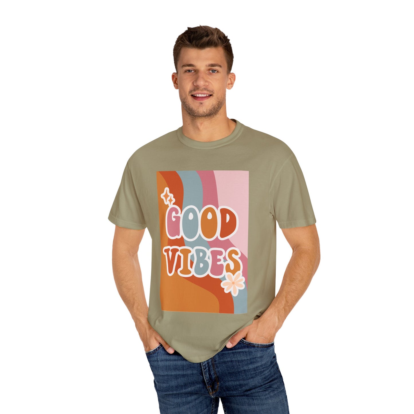Good Vibes Unisex Garment-Dyed T-Shirt – Relaxed Fit Summer Tee