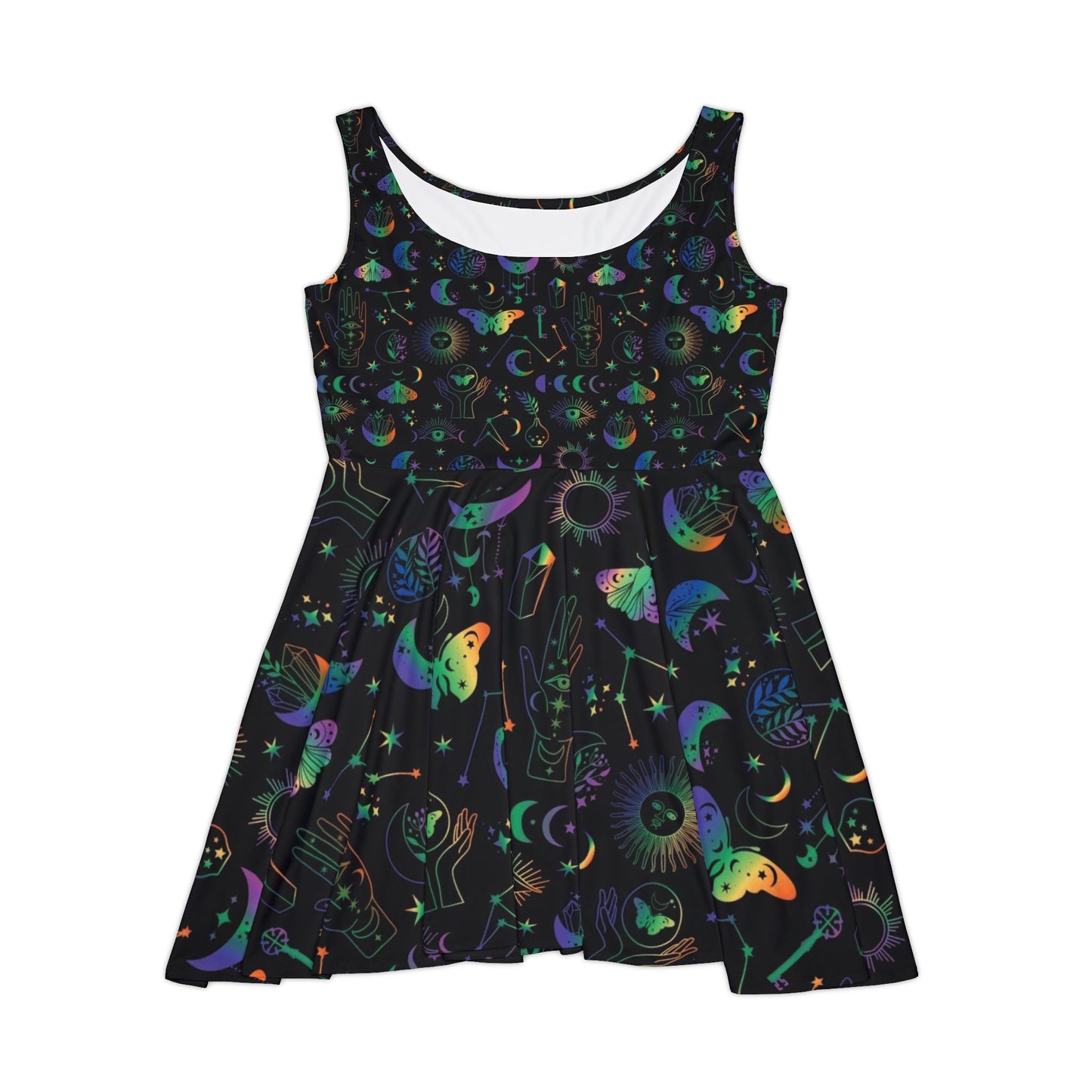 Women's Bohemian Skater Dress, Summer Casual Dress, Party Dress, Festival Outfit, Unique Printed Dress, Effortless Summer Style