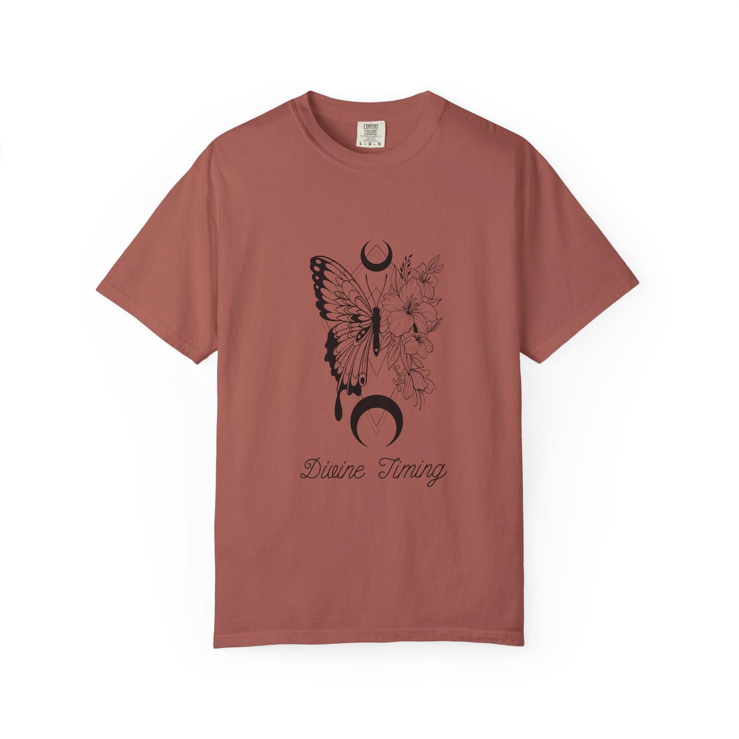 Divine Timing Butterfly T-Shirt - Unisex Garment-Dyed Tee for Nature Lovers