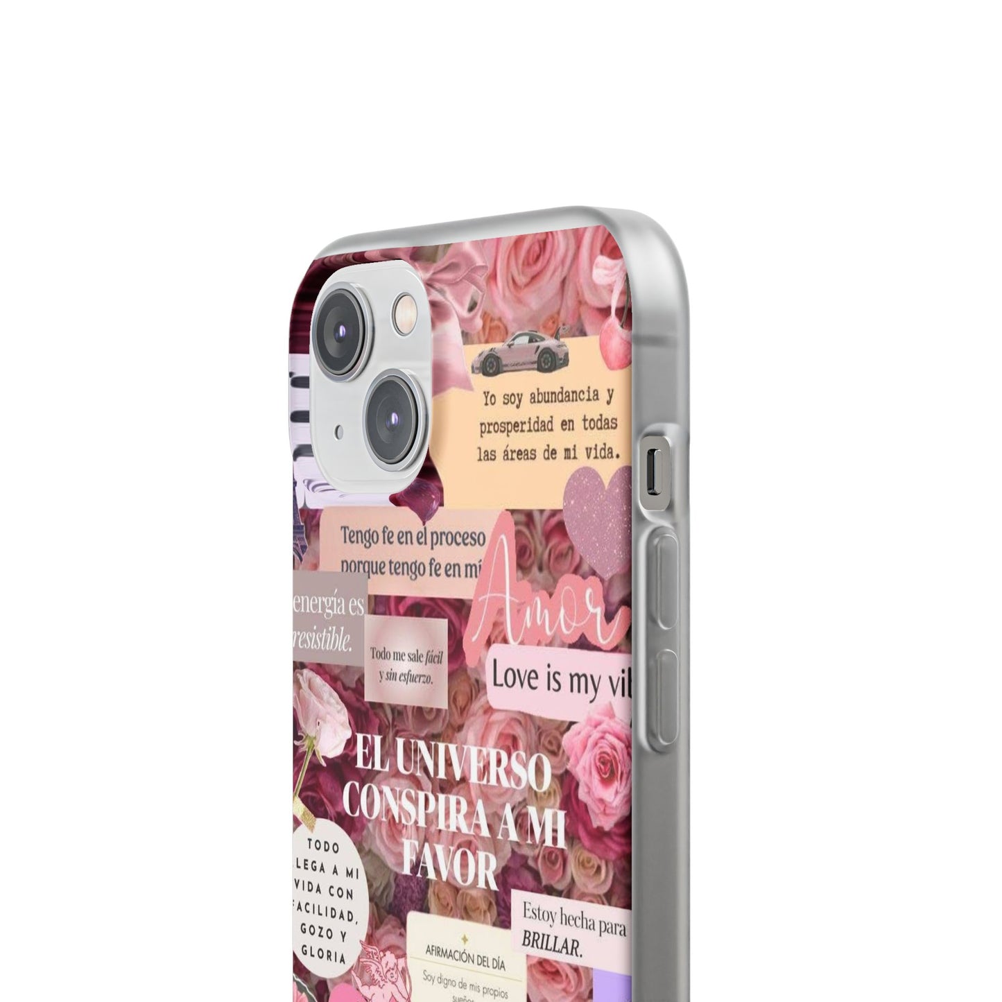 Floral Flexi Phone Case, Romantic Phone Cover, Cute Gift for Her, Inspirational Quote Case, Valentine's Day Accessory