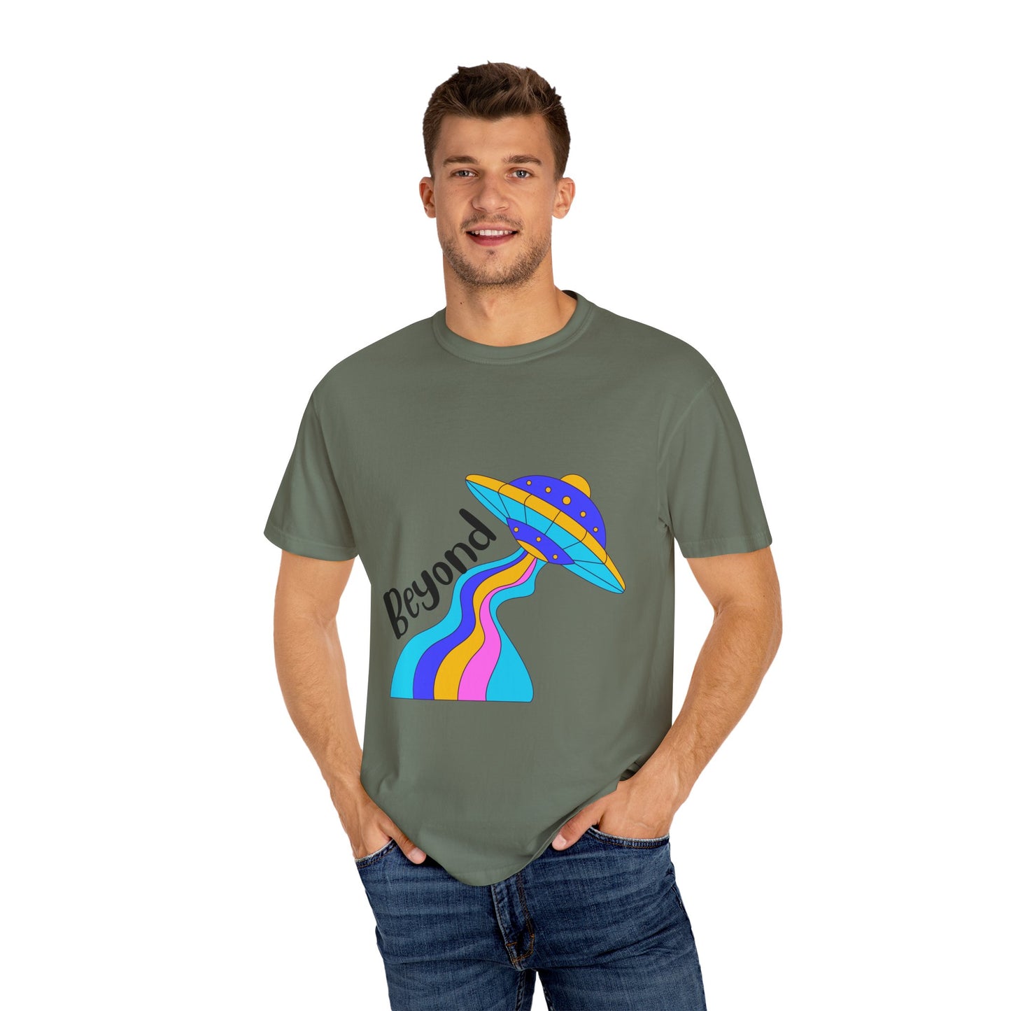 Unisex Beyond Graphic T-Shirt - Vibrant Space-Inspired Design