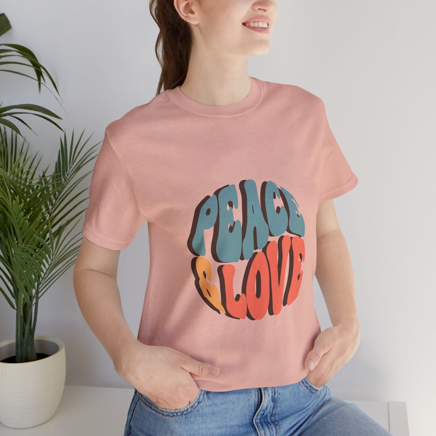 Peace & Love Unisex Jersey Tee - Stylish Relaxed Fit for Positivity