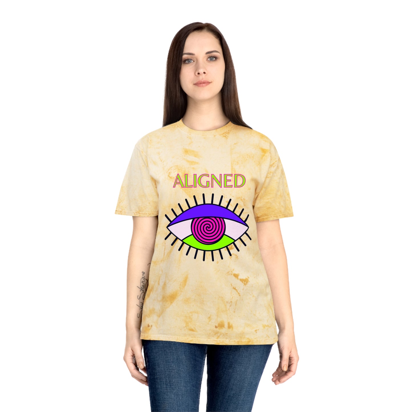Aligned Unisex Color Blast T-Shirt - Vibrant Eye Design for Positive Energy
