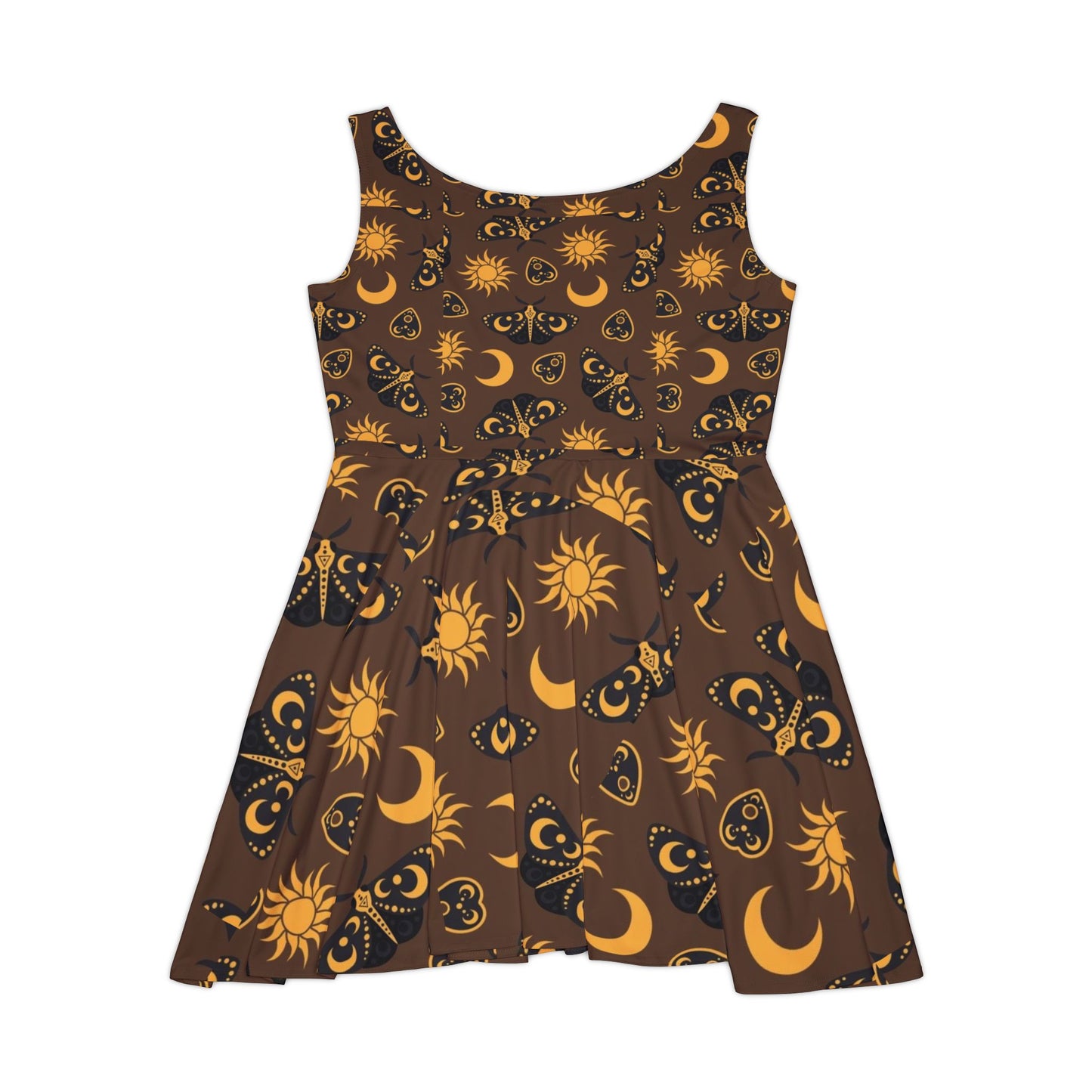 Celestial Print Skater Dress | Boho Summer Style | Festival Wear, Casual Dress, Sun and Moon Theme, Women's Clothing