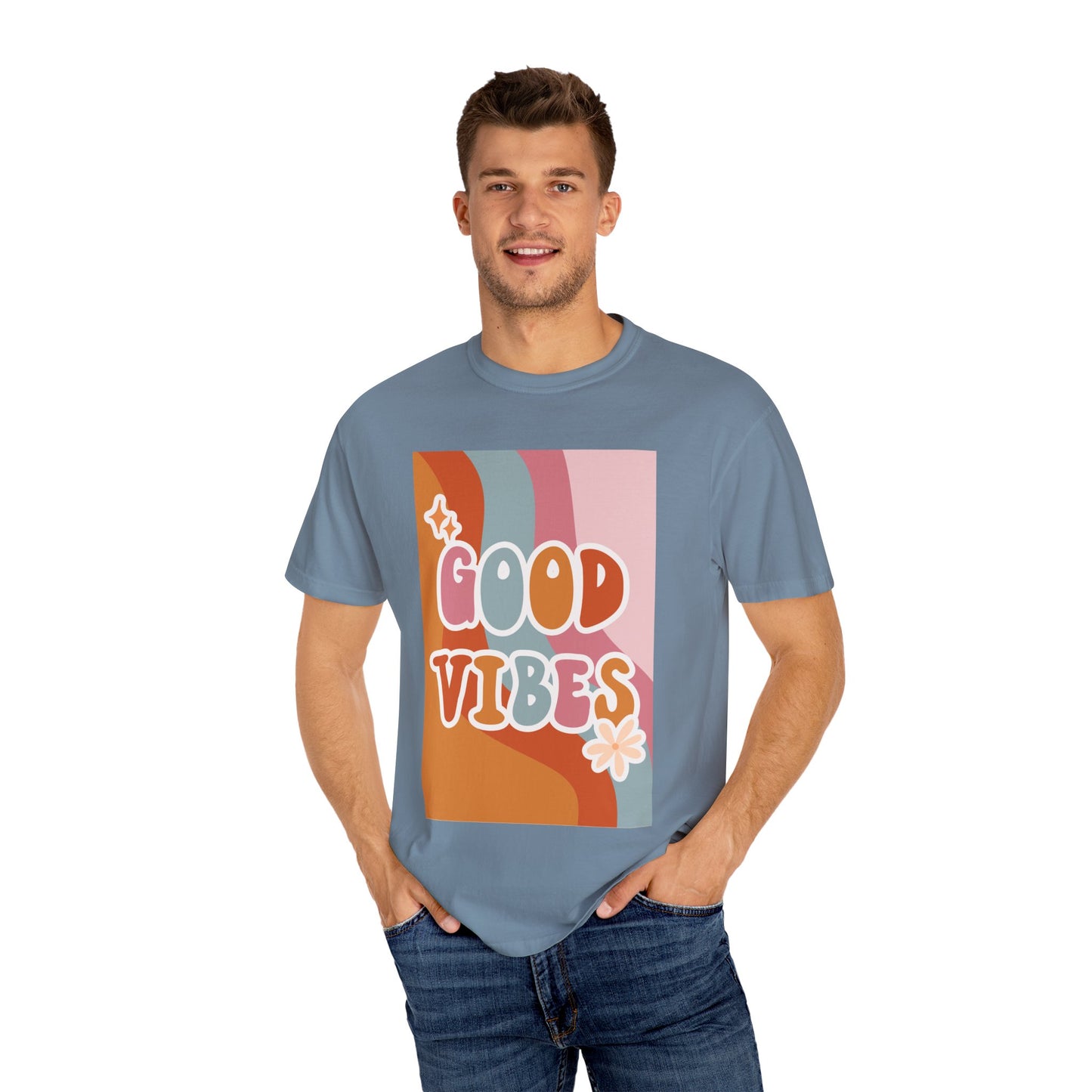 Good Vibes Unisex Garment-Dyed T-Shirt – Relaxed Fit Summer Tee