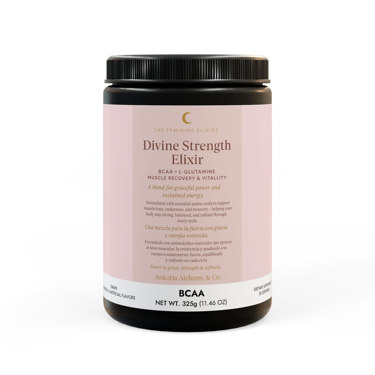 🌸 Divine Strength Elixir  BCAA + L-Glutamine | Muscle Recovery & Vitality, Grape (325g, 11.46oz, 50 servings)