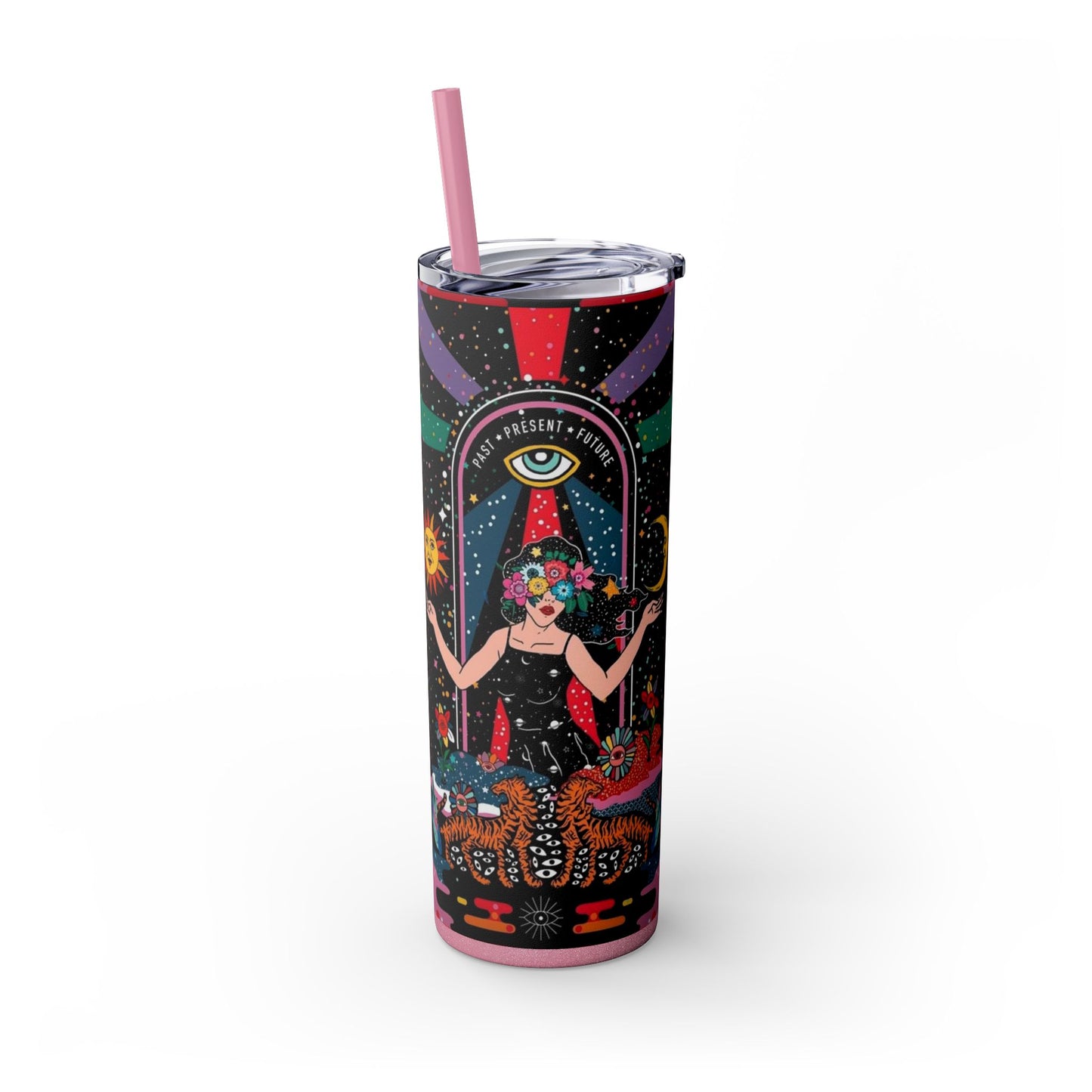 Vibrant Cosmic Skinny Tumbler with Straw, 20oz - Perfect for Astrology Lovers, Celestial Gifts, Travel Mugs, Drinkware, Sunshine and [...]