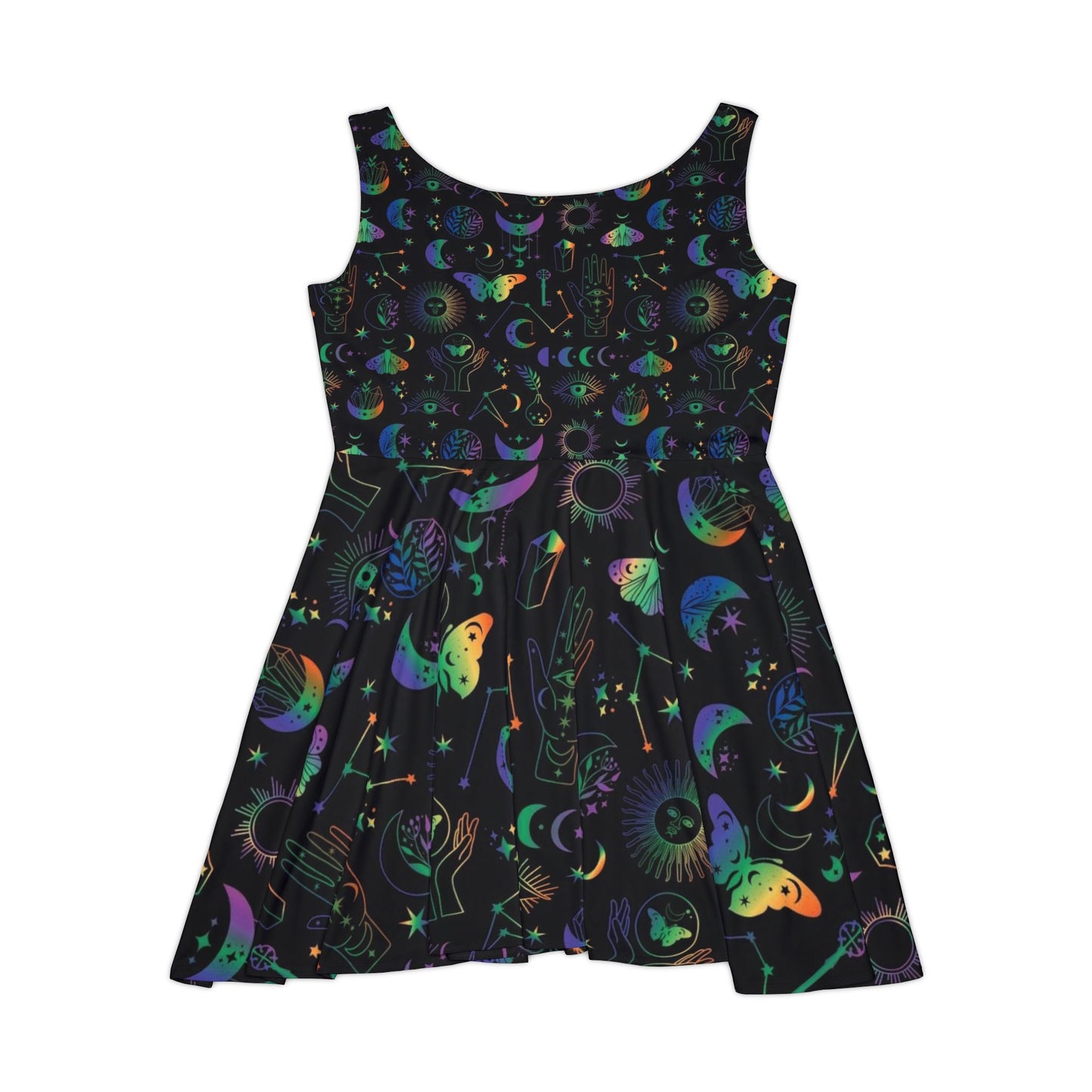 Women's Bohemian Skater Dress, Summer Casual Dress, Party Dress, Festival Outfit, Unique Printed Dress, Effortless Summer Style