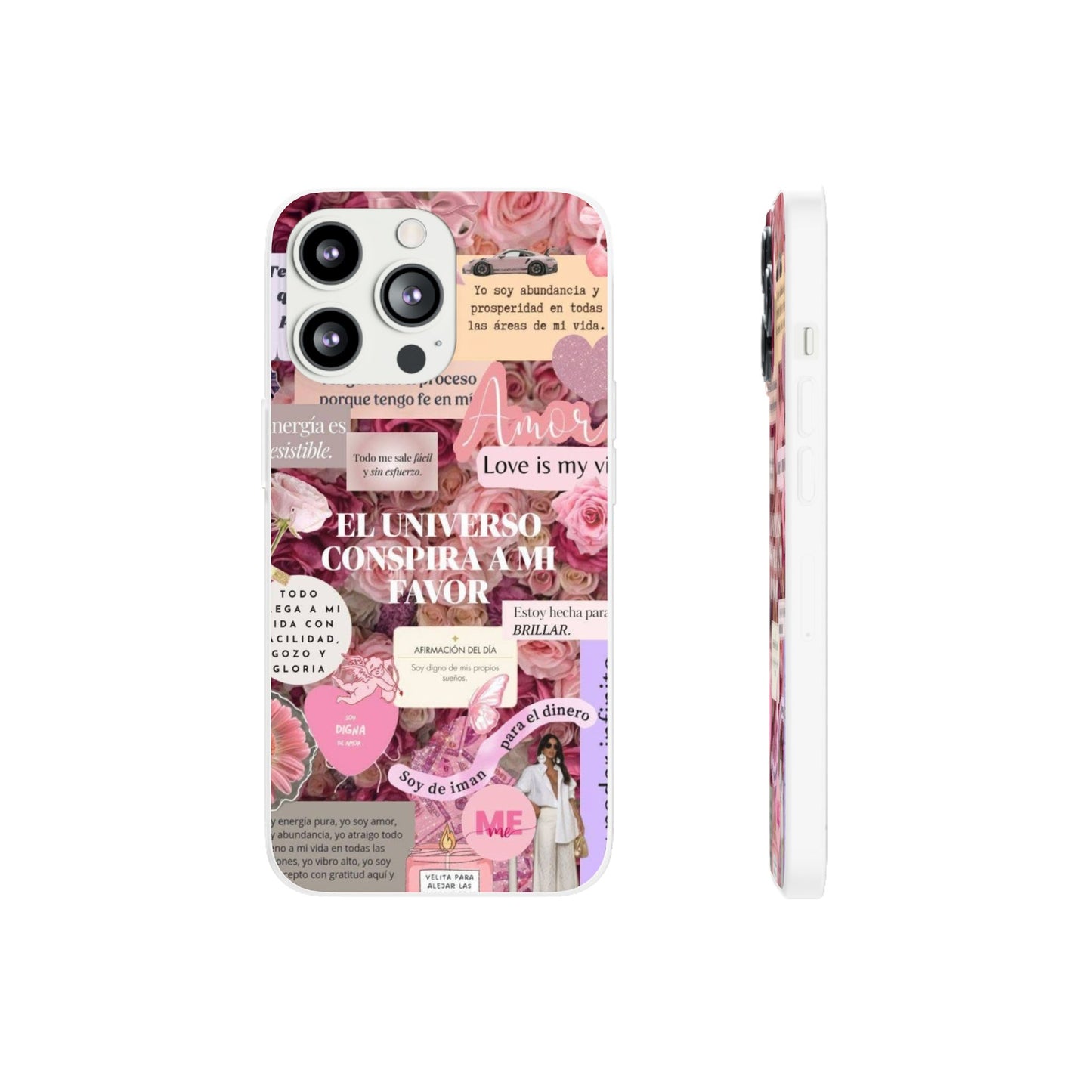 Floral Flexi Phone Case, Romantic Phone Cover, Cute Gift for Her, Inspirational Quote Case, Valentine's Day Accessory