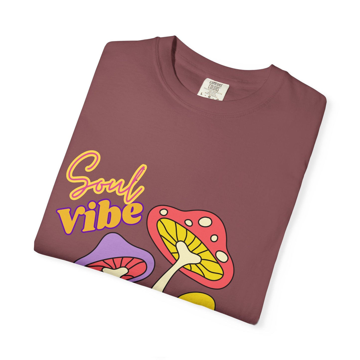 Soul Vibe Unisex Garment-Dyed T-Shirt - Colorful Mushroom Design for Summer Festivals