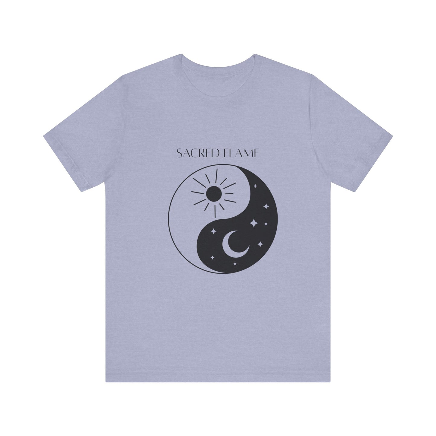 Sacred Flame Unisex Jersey Tee - Yin Yang Design for Spiritual Vibes
