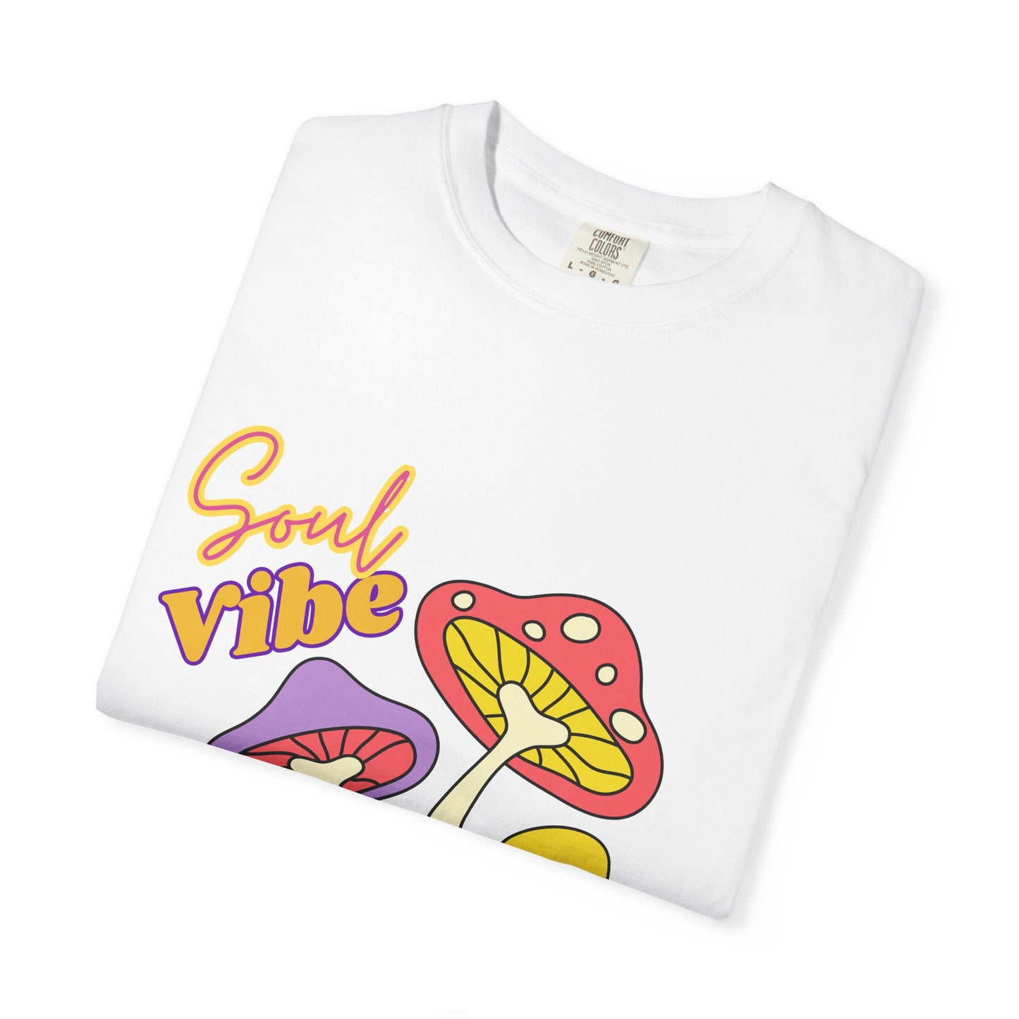 Soul Vibe Unisex Garment-Dyed T-Shirt - Colorful Mushroom Design for Summer Festivals