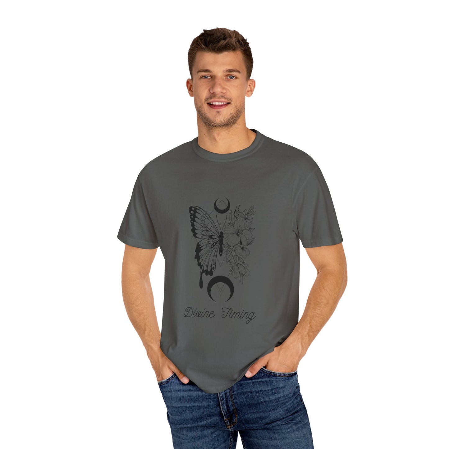 Divine Timing Butterfly T-Shirt - Unisex Garment-Dyed Tee for Nature Lovers