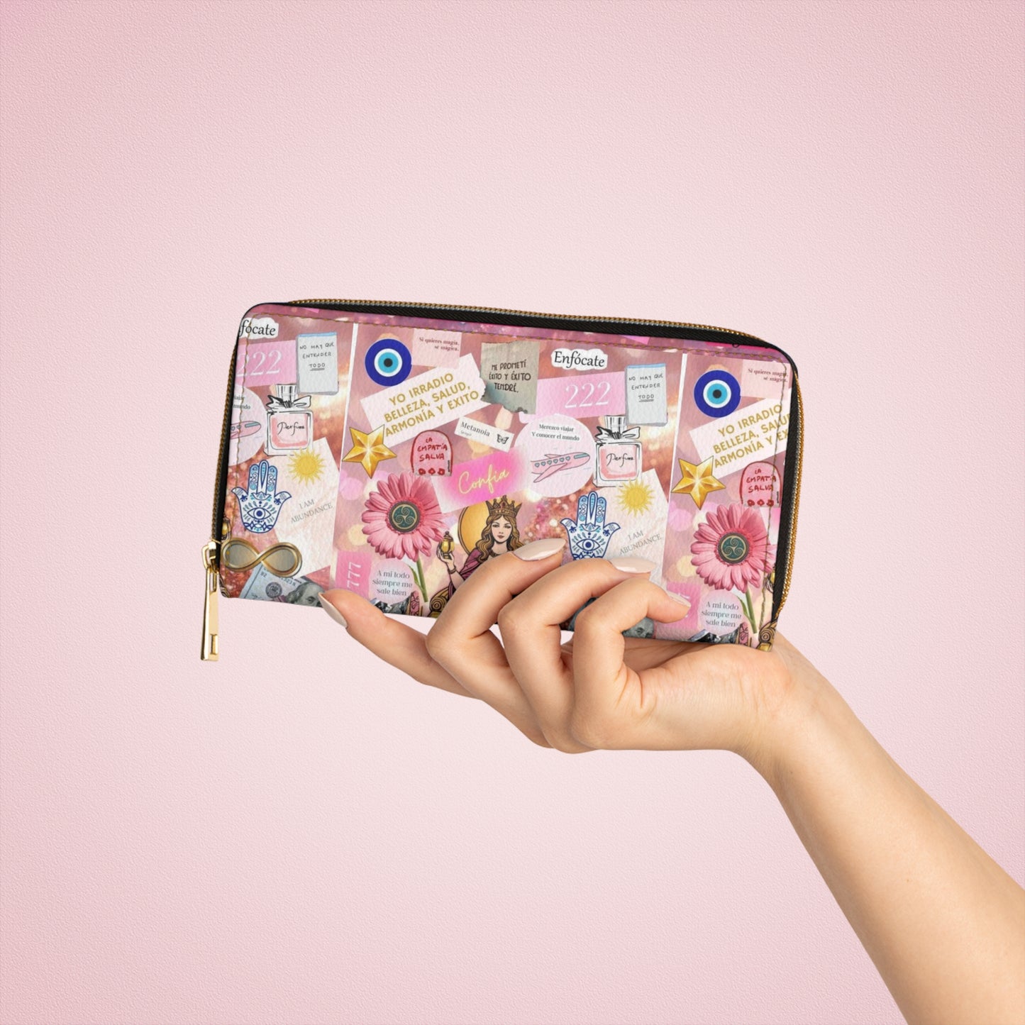 Whimsical Zipper Wallet, Inspirational Zip Wallet, Bohemian Purse, Floral Coin Holder, Ideal Gift for Friends, Unique Wallet for Occasions