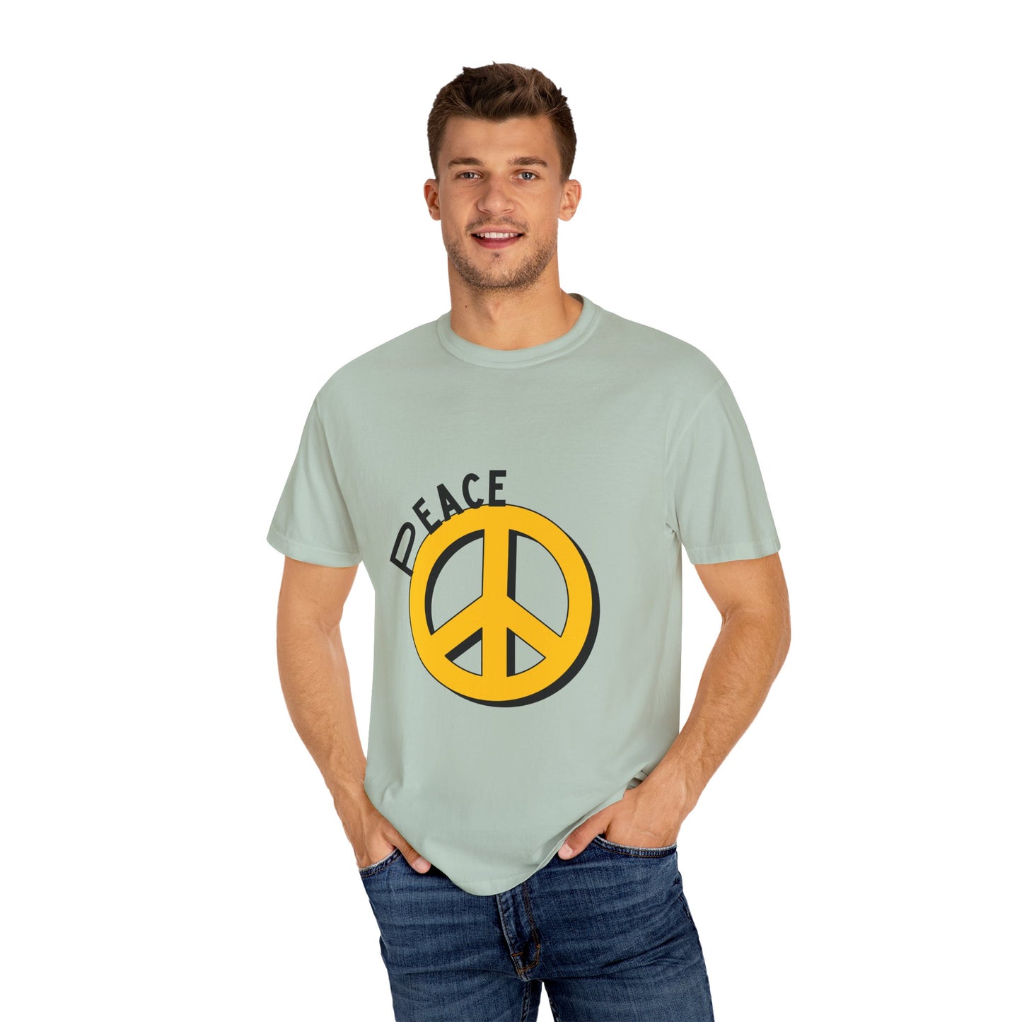 Peace Graphic Unisex T-Shirt - Garment-Dyed White Tee for Casual Vibes
