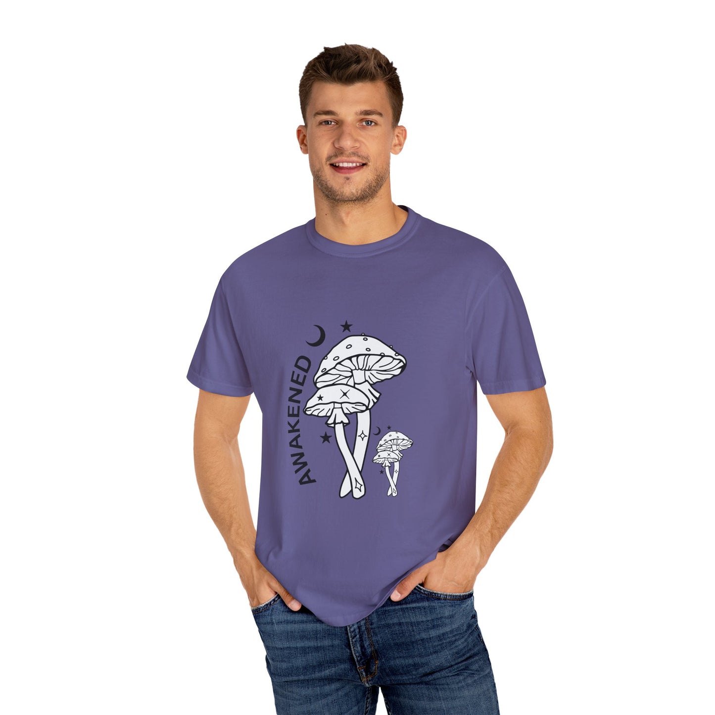 Unisex Garment-Dyed T-Shirt - "Awakened" Mushroom Design for Nature Lovers