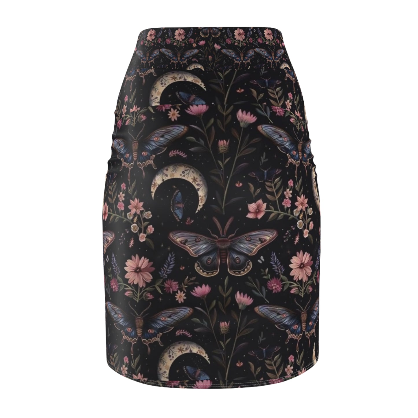 Dark Floral Butterfly Pencil Skirt - Boho Chic Women’s Fashion, Ideal for Parties, Casual Wear, and Outdoor Events