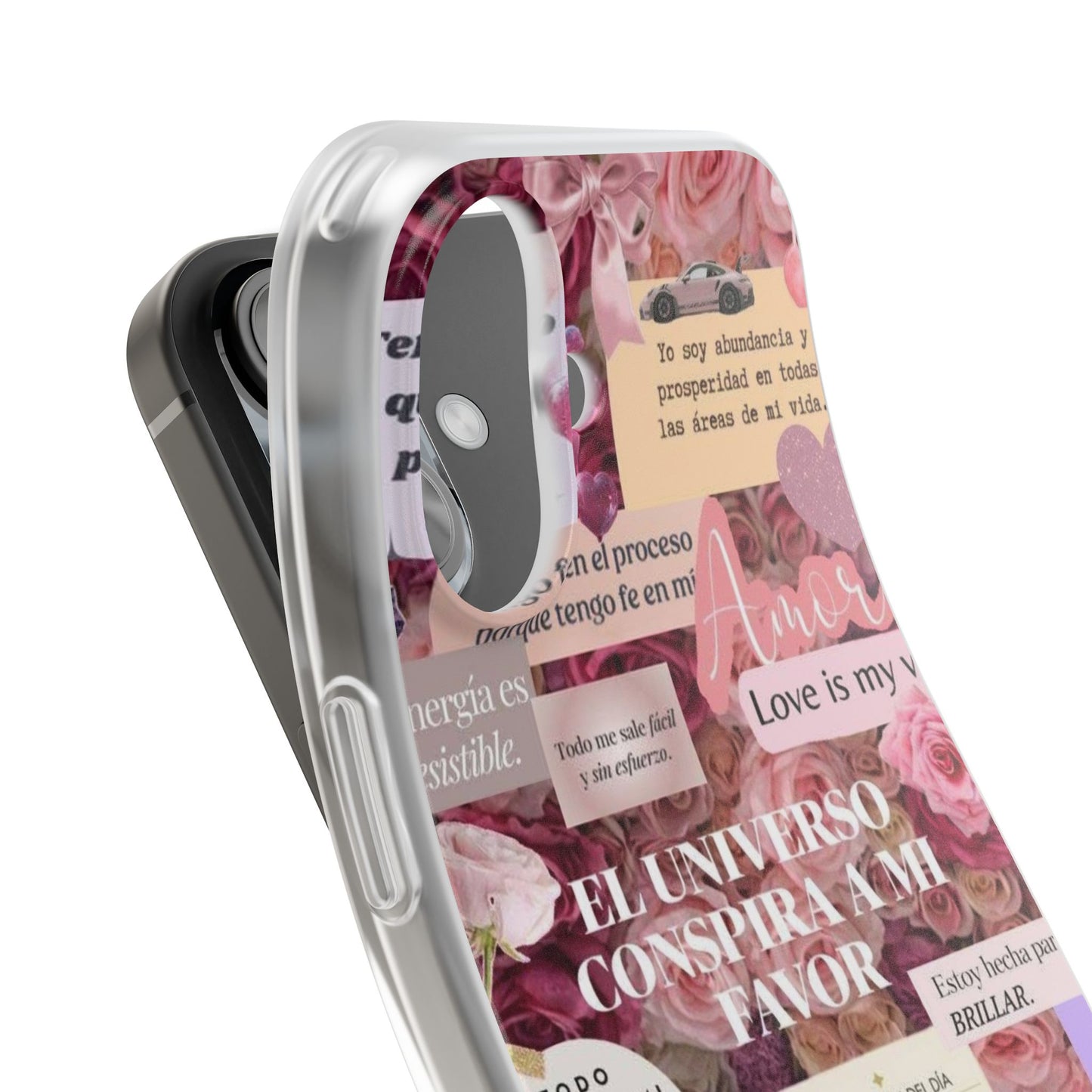 Floral Flexi Phone Case, Romantic Phone Cover, Cute Gift for Her, Inspirational Quote Case, Valentine's Day Accessory