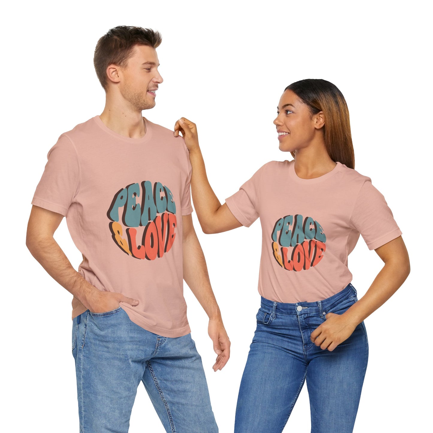 Peace & Love Unisex Jersey Tee - Stylish Relaxed Fit for Positivity