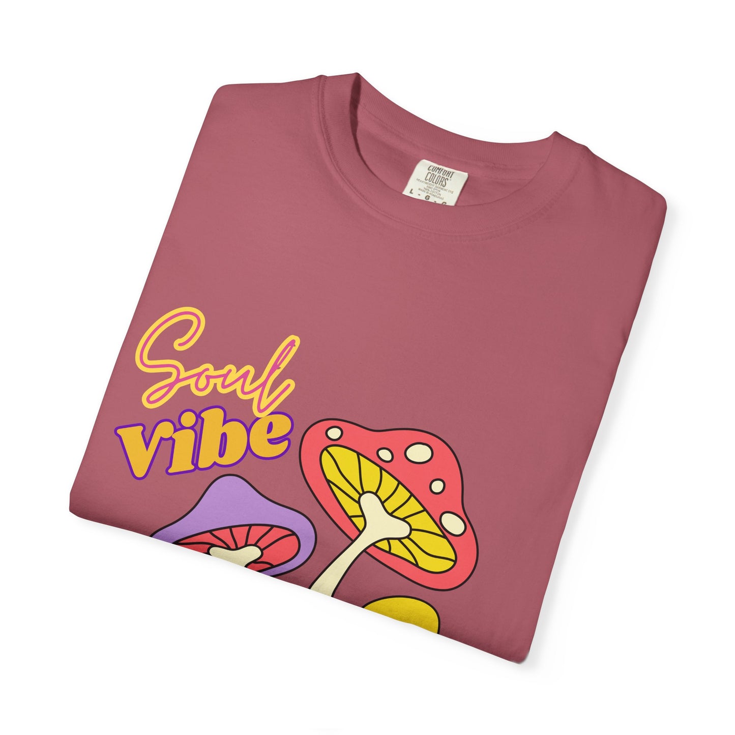 Soul Vibe Unisex Garment-Dyed T-Shirt - Colorful Mushroom Design for Summer Festivals
