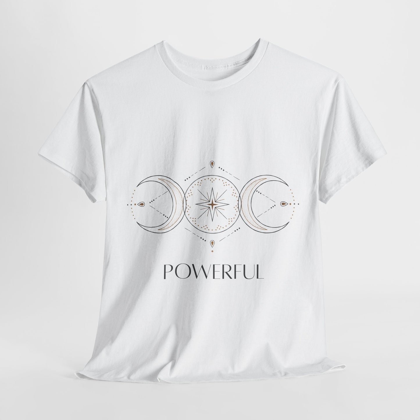 Powerful Unisex Heavy Cotton Tee - Bohemian Moon Phase Design