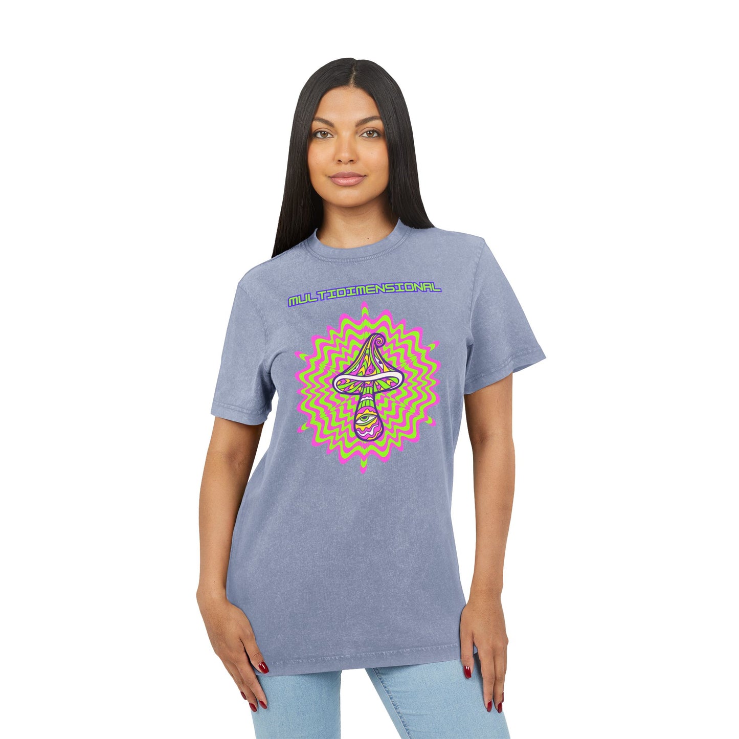 Multidimensional Acid Washed Tee - Psychedelic Round Neck T-Shirt